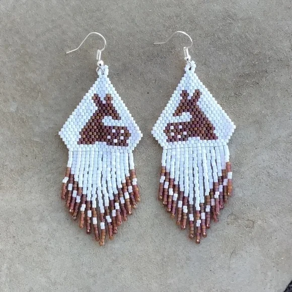 Fawn Beaded Earrings, New, Handmade by Me - Picture 1 of 8